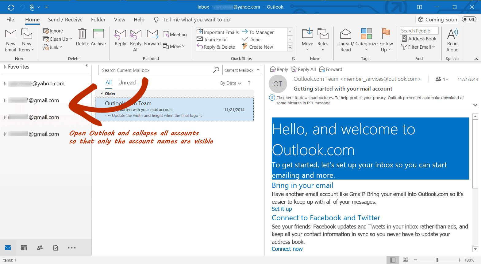 how to change order of email accounts in mail